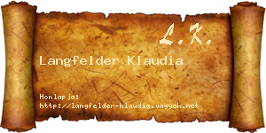 Langfelder Klaudia névjegykártya